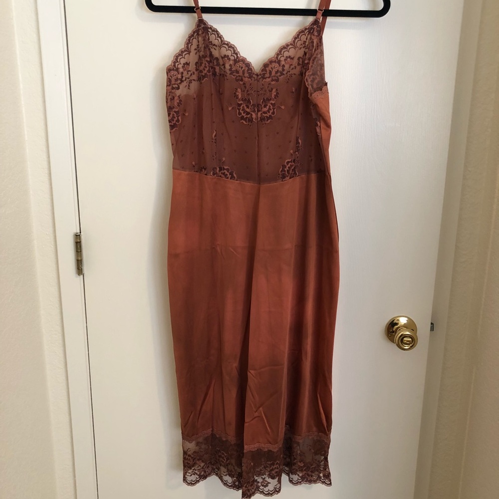 Hand dyed vintage slip vtg rust color size 36